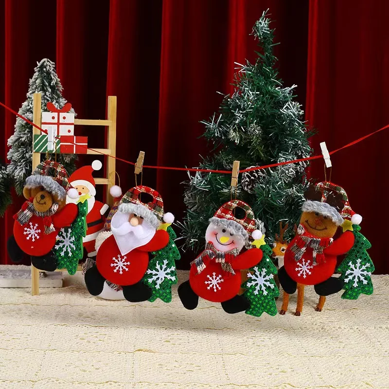 Рождественская маленькая кукла танцующая Новый год старик снеговик олень