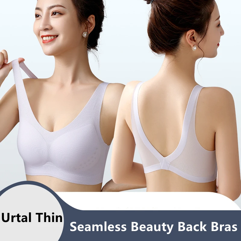 

Ultra Thin Sexy Bras Seamless Beauty Back Underwear Lingerie Ice Silk Croset Deep V Emulsion Padded Sport Bralette Soutien Gorge