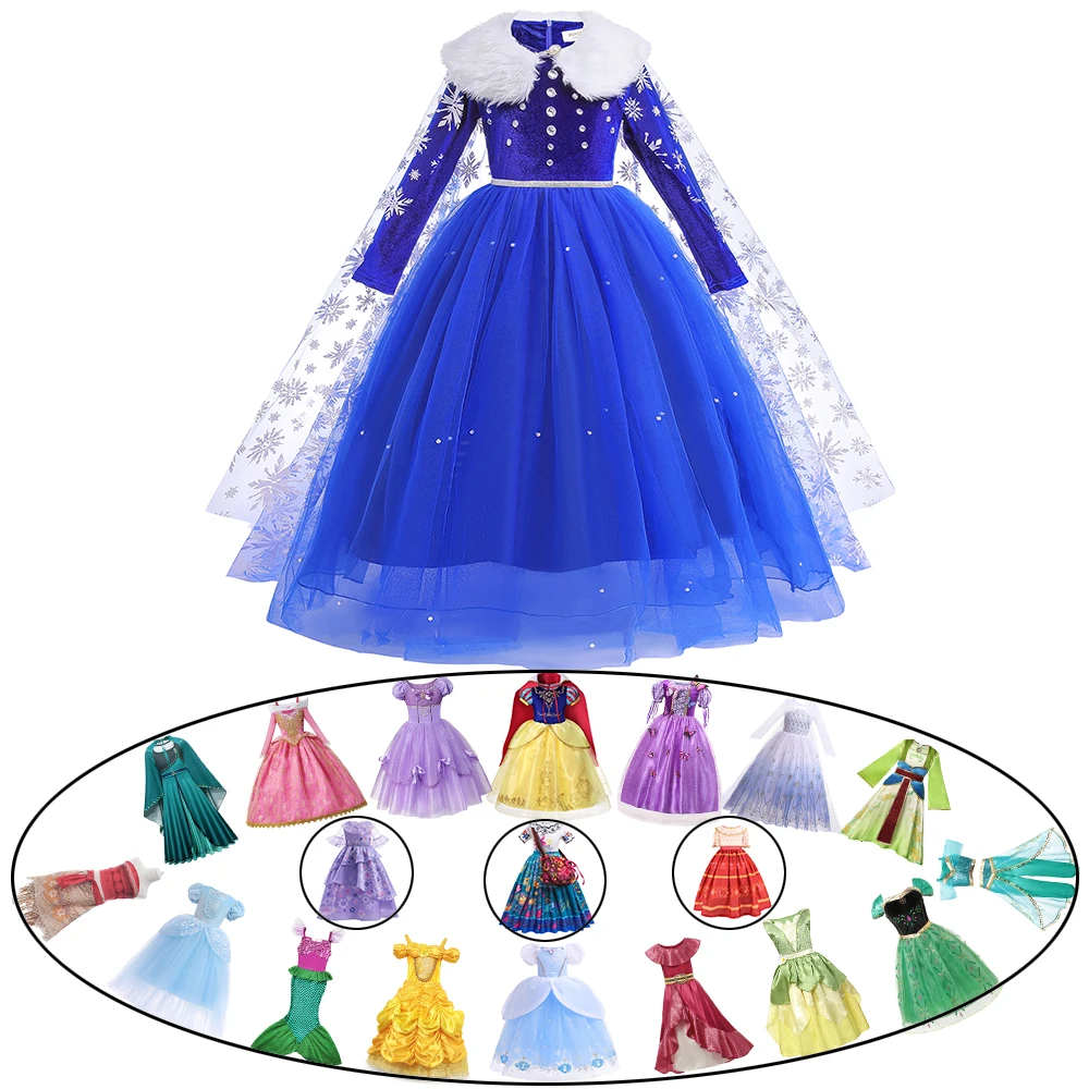 

Girls DISNEY Frozen Deluxe Princess Elsa Cosplay Dress Kid Halloween Encanto Mirabel Costume Toddler Cinderella Ariel Party Gown