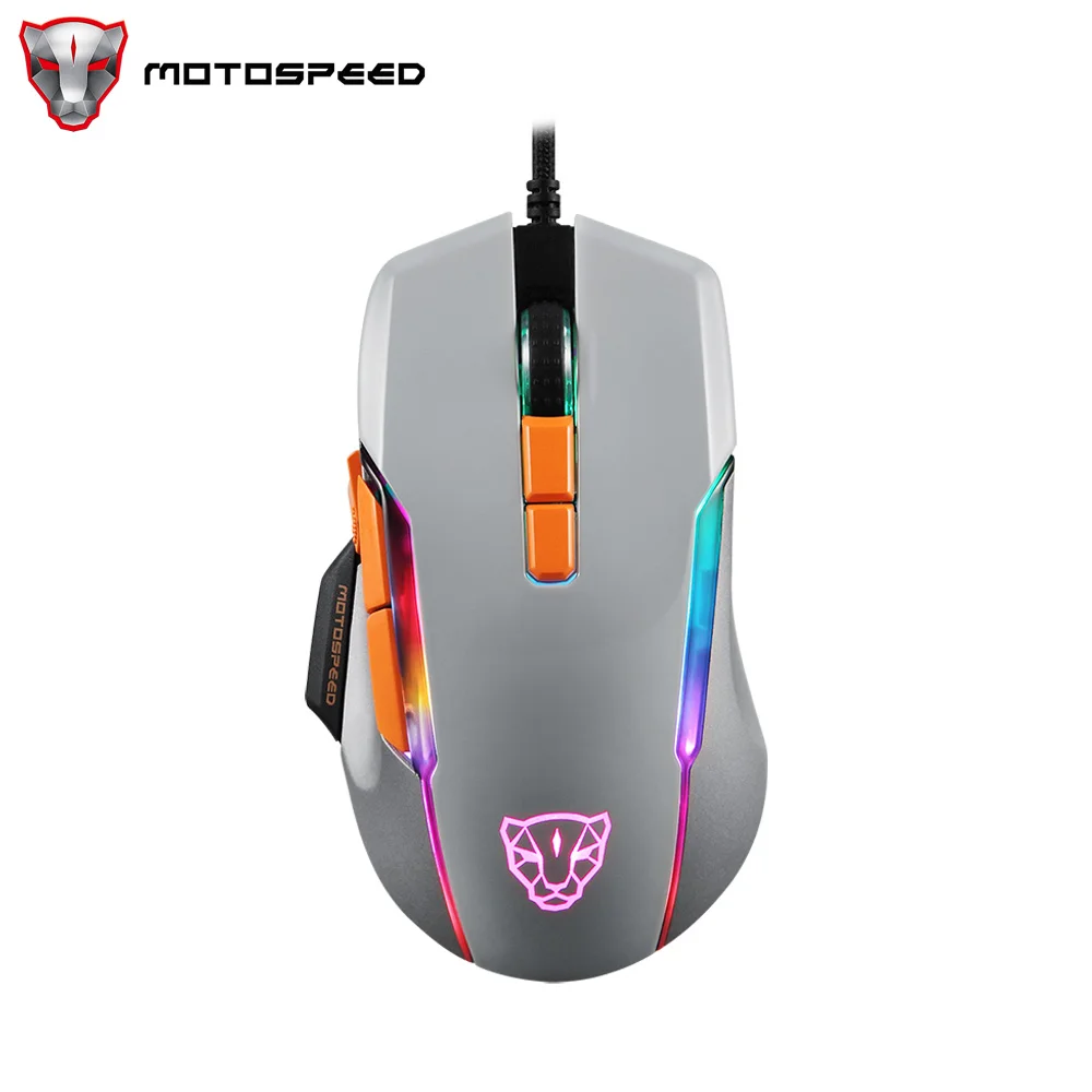 Motospeed V90 Wired Gaming Mouse RGB Backlight Ergonomic 8 Adjustable 50000 DPI Computer Office Macro Drive PMW3325  For Laptop