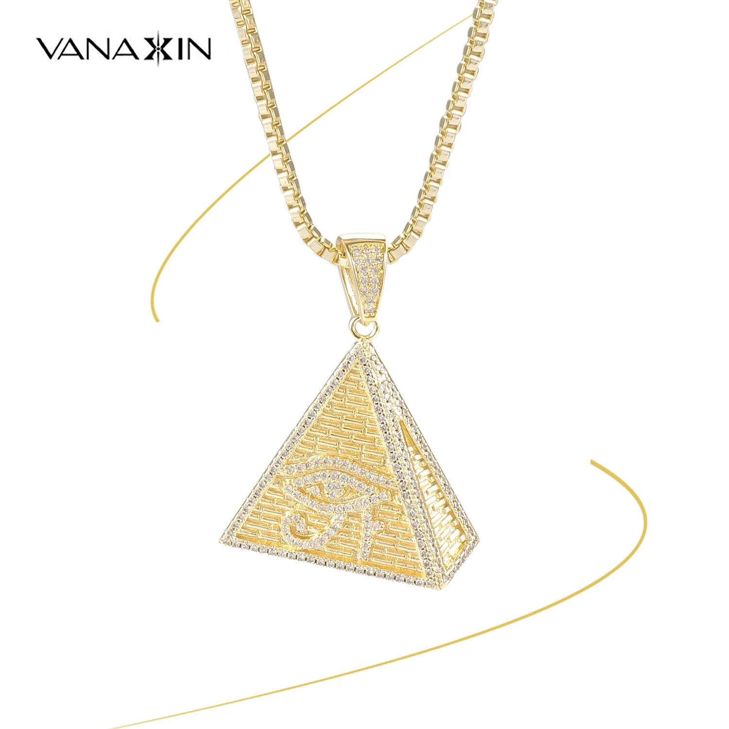 VANAXIN хип-хоп Пирамида Глаз Гора кулон ожерелье ювелирные изделия для женщин мужчин