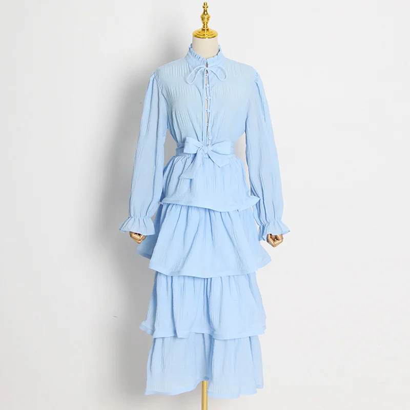 

SeeBeautiful Two Piece Elegant Loose Long Sleeve Single Breasted Shirt A-line Half-body Skirt Women Autumn 2022 New Fashion Q481