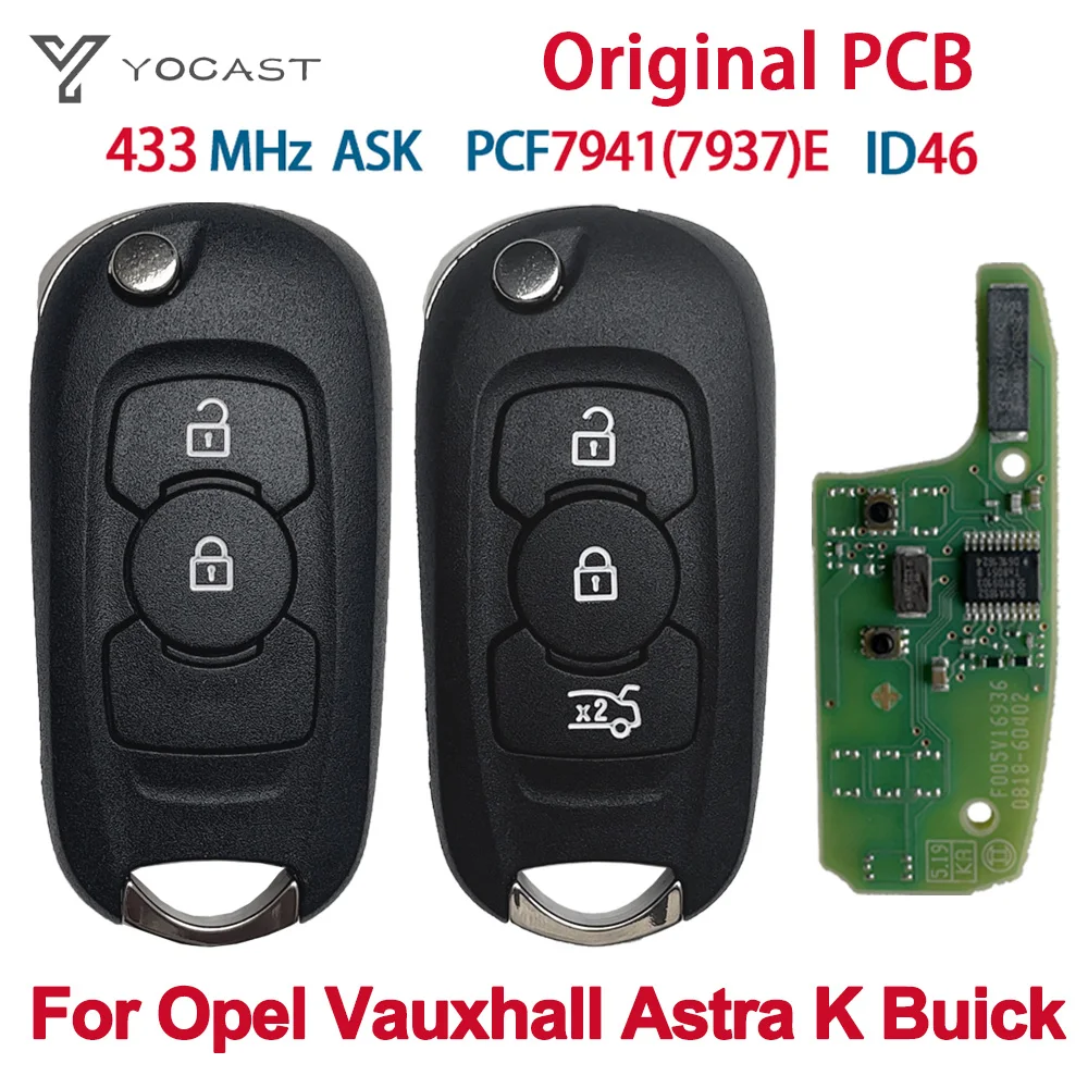 YOCASTY OEM PCB 2 кнопки 315 434 МГц ID46 PCF7941E дистанционный смарт-флип-ключ автомобиля для Opel