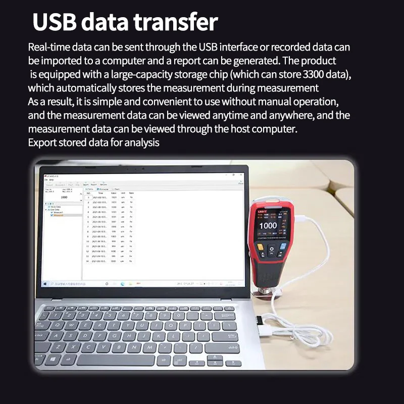 Фото Измеритель толщины покрытия UNI-T UT343E (0-2000 мкм) для автомобильной пленки и краски, прибор для измерения параметров A590 №3