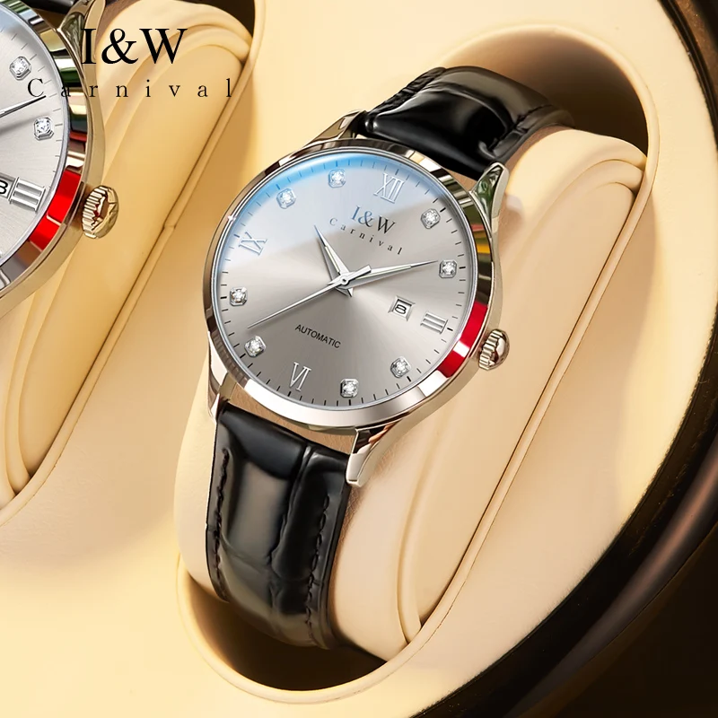 IW Top Brand Women Watch Luxury Sapphire Glass 2023 New Mechanical Womens Watches Leather Strap Waterproof Luminous Watch Reloj