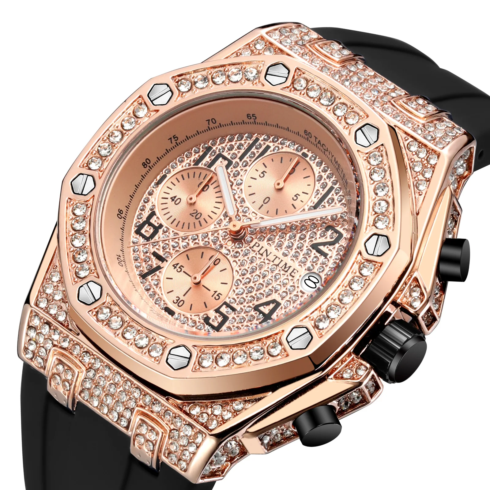 

Pin new hot-selling watches high-grade full-drilled silicone multifunctional six-pin men's watches wholesale