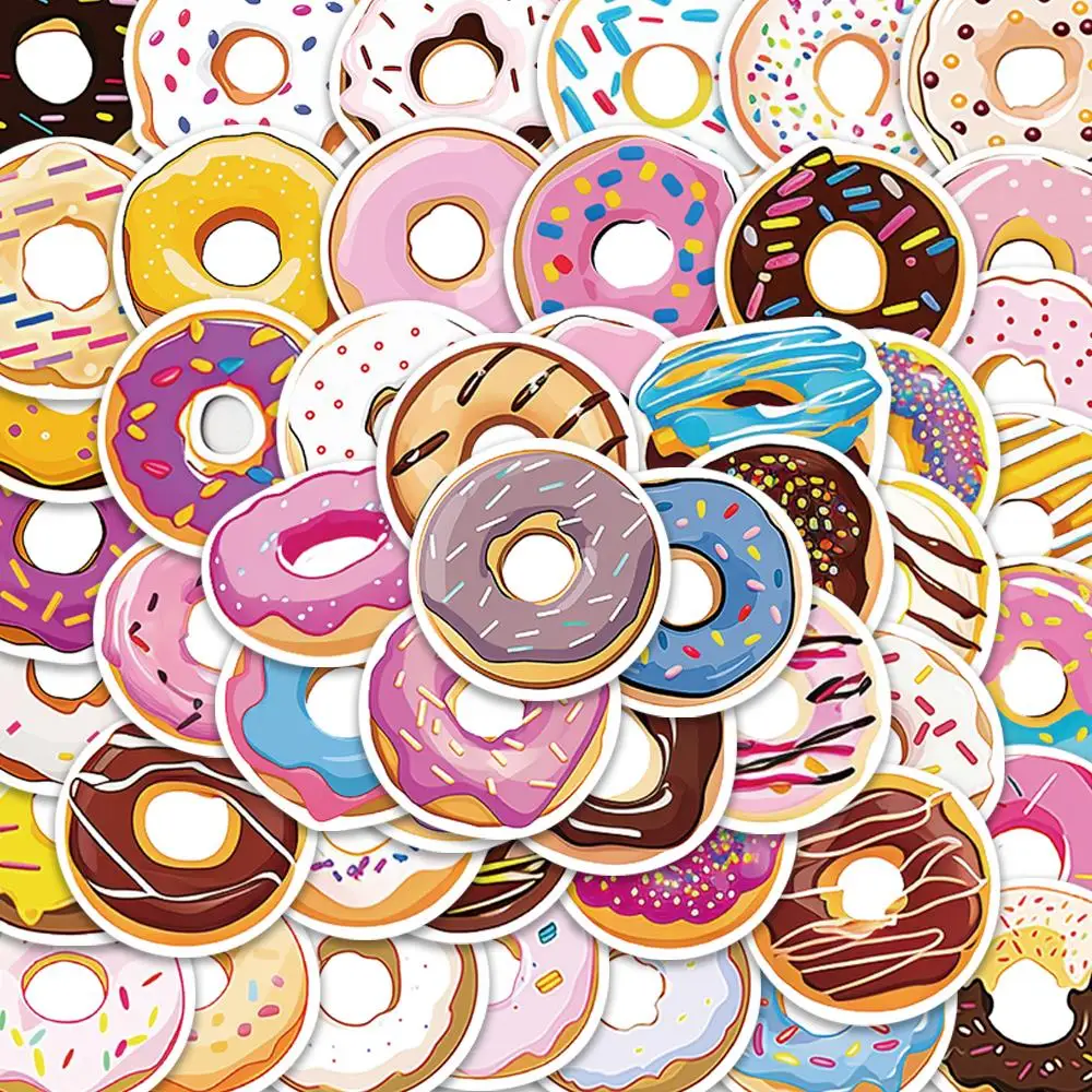 

10/50PCS Colorful Cartoon Donuts Stickers Cute Aesthetic Decals For Kids Laptop Luggage Scrapbook Notebook Phone Diary Stickers