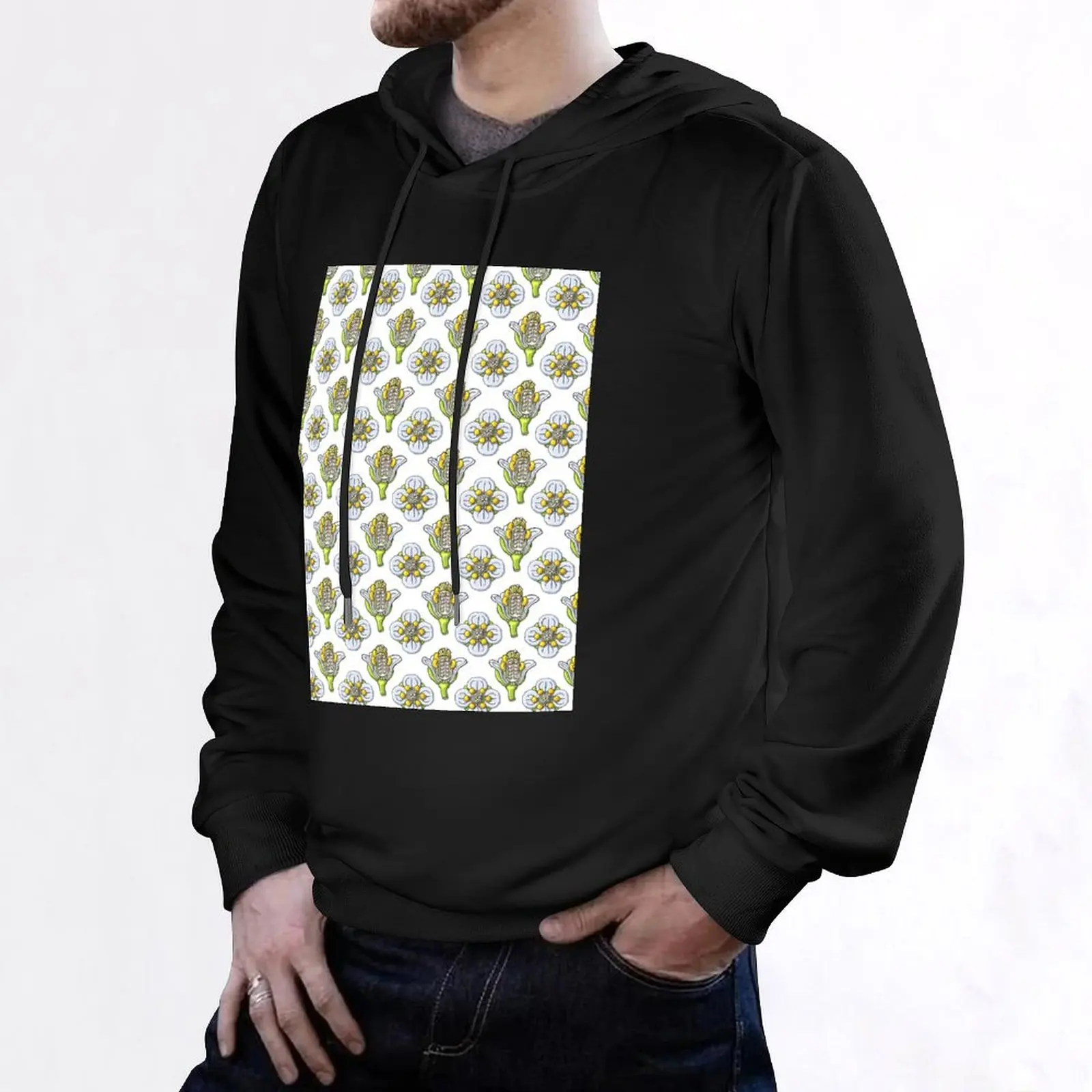 Arabidopsis thaliana Flower Anatomy Illustration Pattern Пуловер с капюшоном уличная одежда мужской зимний