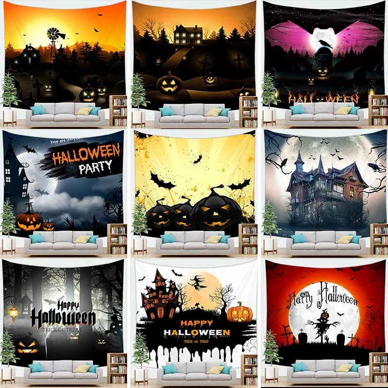 

Home Decor Happy Halloween Tapestry Devil Pumpkin Decor Tapestry Wall Hanging Party Tapestry 230X180CM tapiz