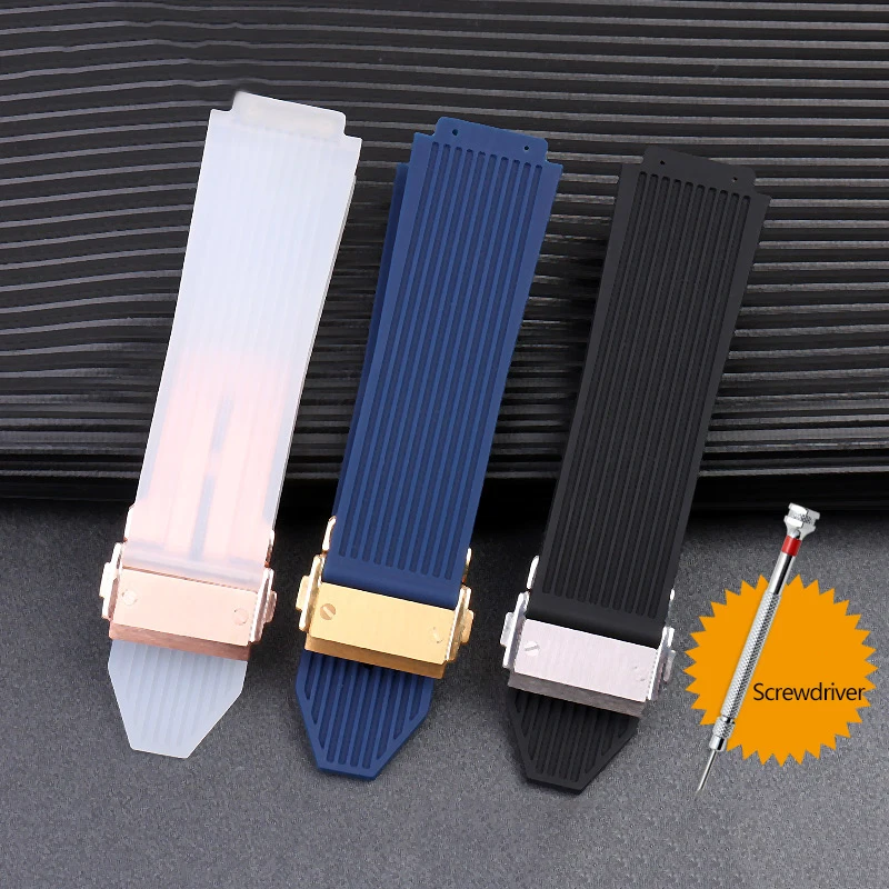 26*19mm Silicone Watchband Applicable For HUBLOT BIG BANG Waterproof Men Strap Watch Accessories with Tool Rubber Bracelet Chain