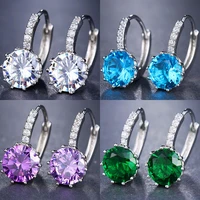 classic multicolor cubic zircon earrings for women trendy silver color crystal wedding hoop earrings fashion jewelry party gifts