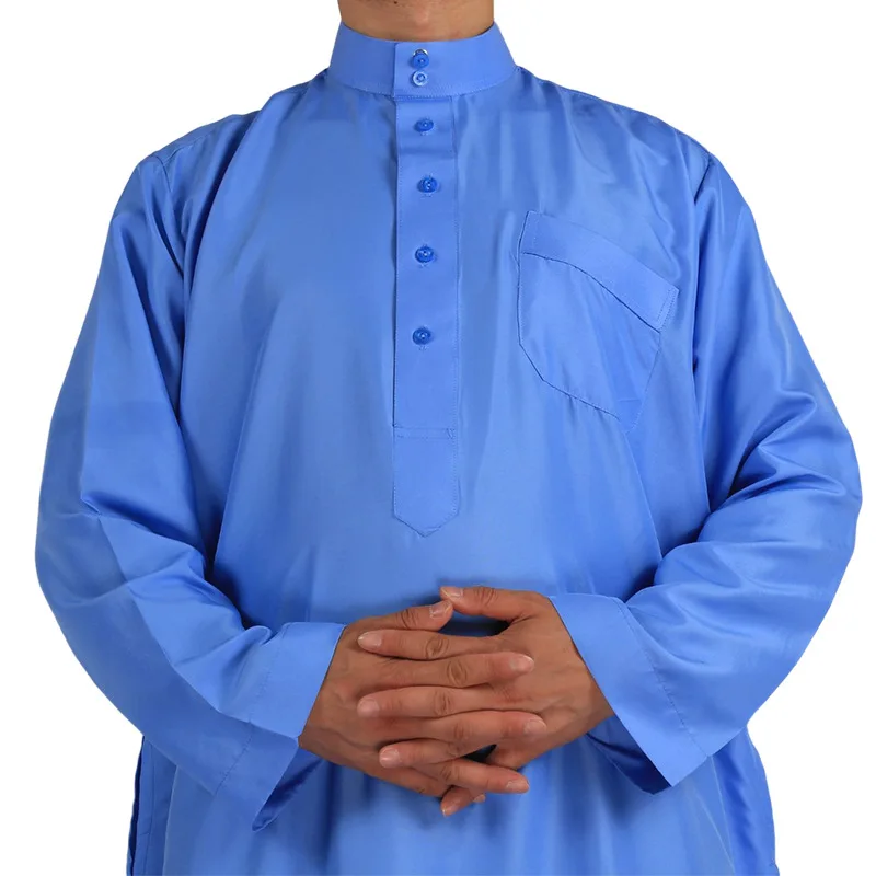 New Arab Robe Muslim Men Jubba Thobe Traditional Middle East Kaftans Saudi Turkey Islam Classic Casual Plain Ramadan Robe