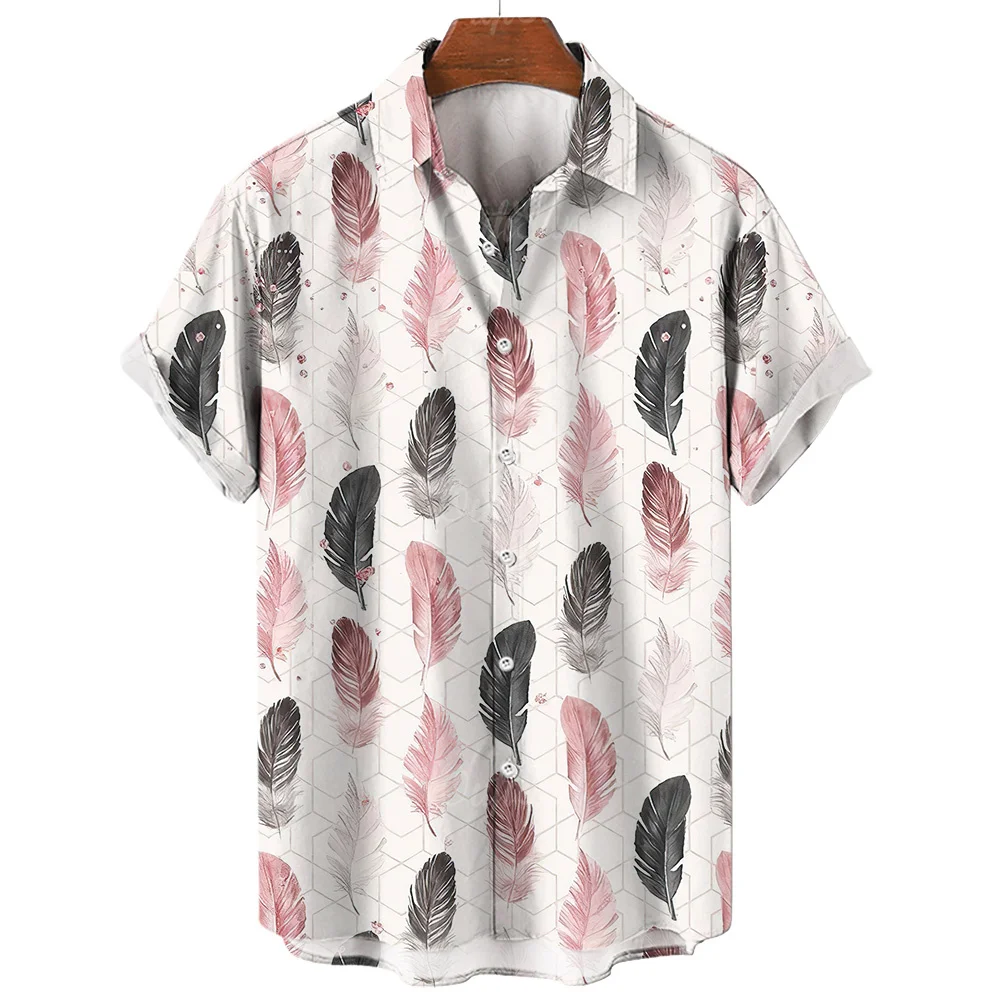 

Рубашка мужская с коротким рукавом, гавайская блуза с 3d принтом перьев, модная повседневная свободная Удобная рубашка, лето