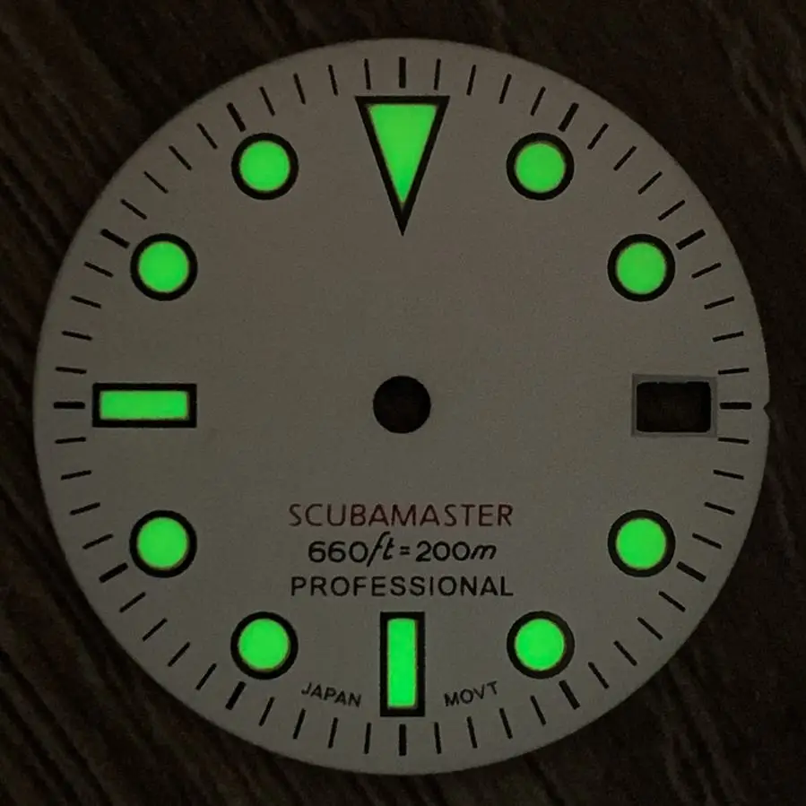 Vintage dial white black C3 green luminous For Abalone SKX007 MM watch accessories nh36 nh35 Movement Dial 28.5mm Watch MOD case