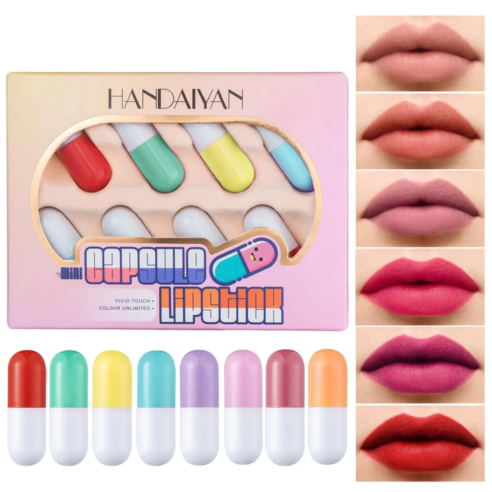 

Mini Pill Capsule Lipstick Matte Velvet Capsule Lip Portable Waterproof Gloss Long Makeup Lip Lasting K8T3