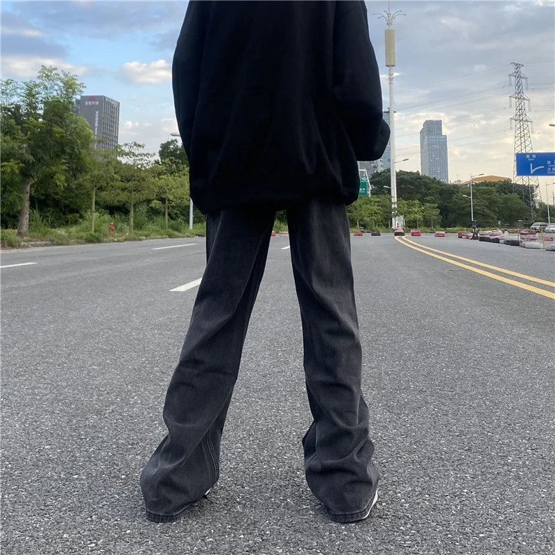 Men Jeans Retro Contrast Micro Flared Pants Loose Ladies Denim Trousers Fashion Streetwear Men Clothing Jeans Men Y2k Street Men