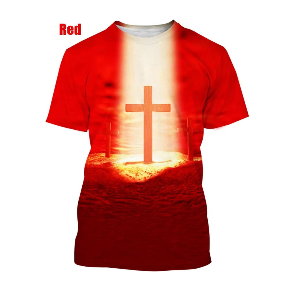 God Bless! Christian Jesus Cross 3d Printing Unisex Casual Round Neck T-shirt Tops