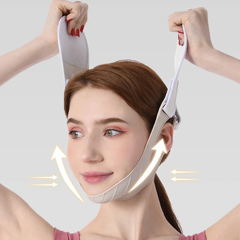 

Силиконовый бандаж для похудения лица Подтяжка для подбородка щек V-образный пояс для лица ремешок против морщин для ухода за кожей космети...