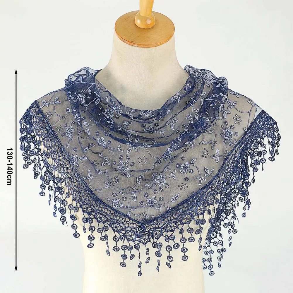 

Useful Lace Scarf Breathable Solid Color Summer Scarf Church Triangle Scarf Prayer Shawl