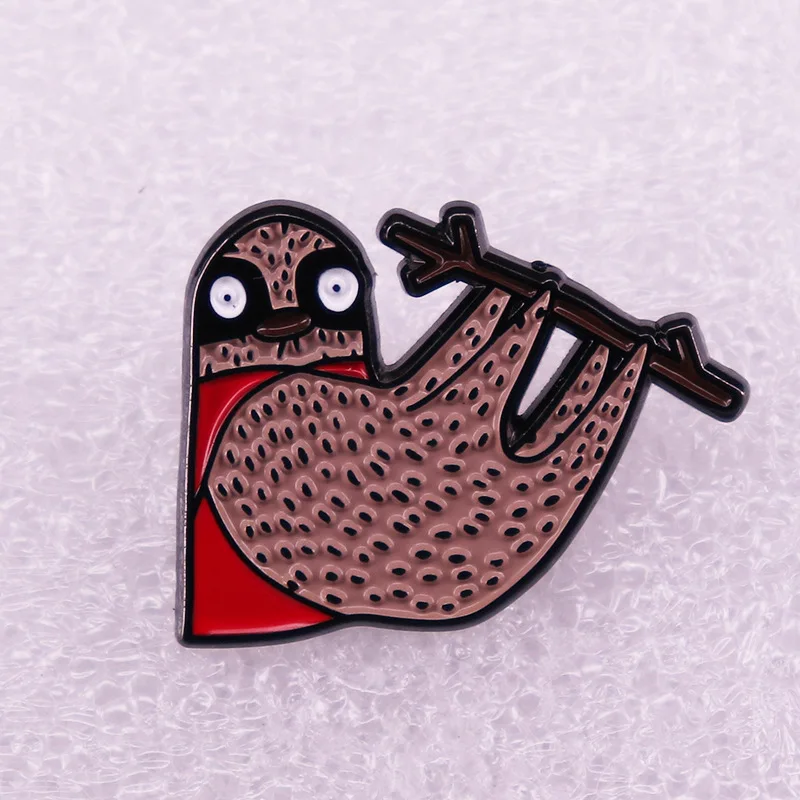 

Funny Cute Sloth Red Cloak Metal Enamel Clothes Hat Bag Coats Lapel Badge Brooch Pin