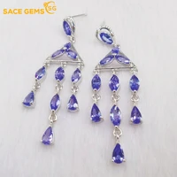 sace gems fashion jewelry earrings for women 100 925 sterling silver tanzanite eardrop wedding party fine jewelry holiday gift