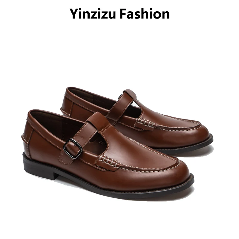 

Fashion Retro British Style Loafers Women 2023 Low Chunky Heel Round Toe Mary Jane Single Shoes