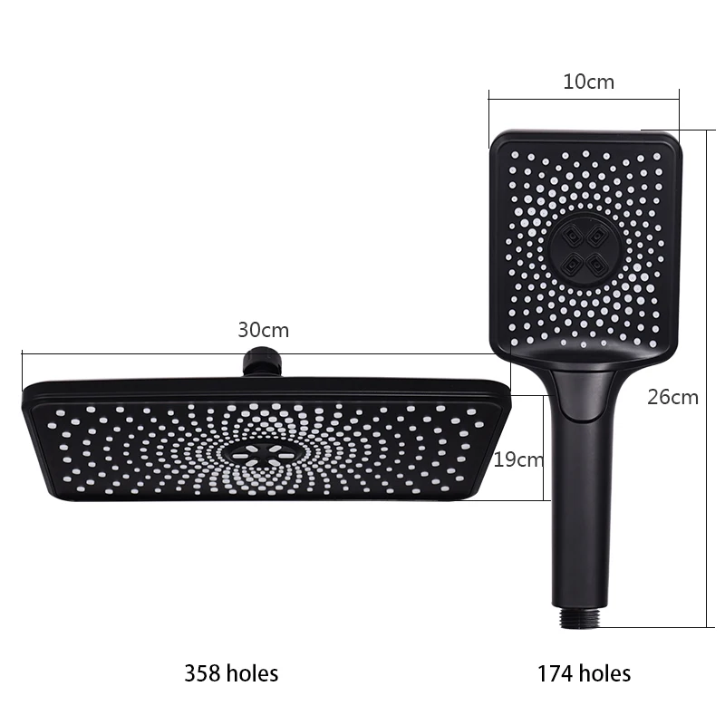 Dokour Ceiling Shower Head Rainfall Jet Star 3 Way Bath Hydromassage Bathroom Toilet Accessories Mixer Black Faucet Complete Set