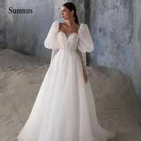boho lace appliques wedding dress strapless puff sleeve open back zipper princess bride gown elegant women vestidos de novia