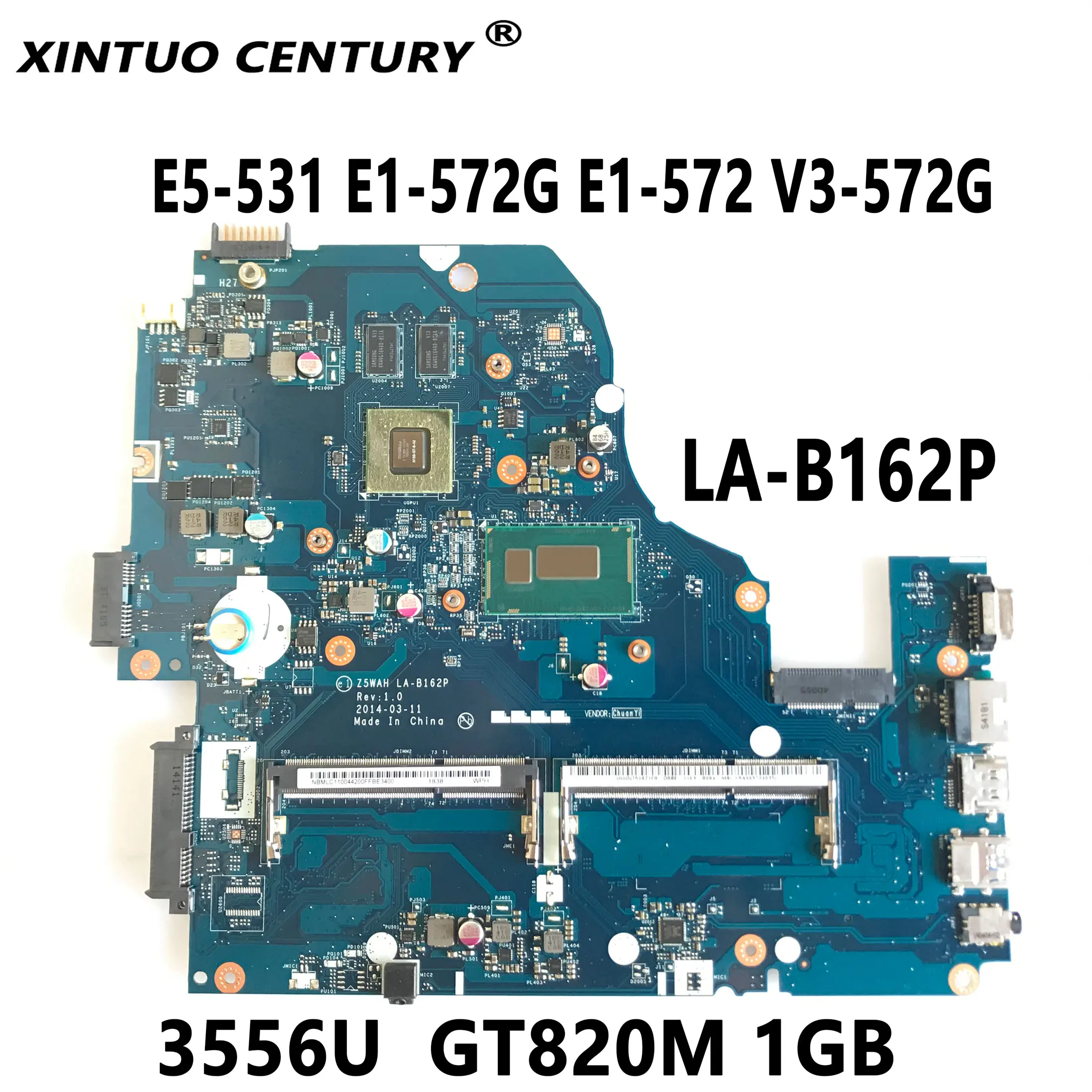 

Z5WAH LA-B162P для Acer Aspire E5-531 E1-572G E1-572 V3-572G материнская плата с SR1E3 3556U CPU GT820M 1GB 100% протестирована