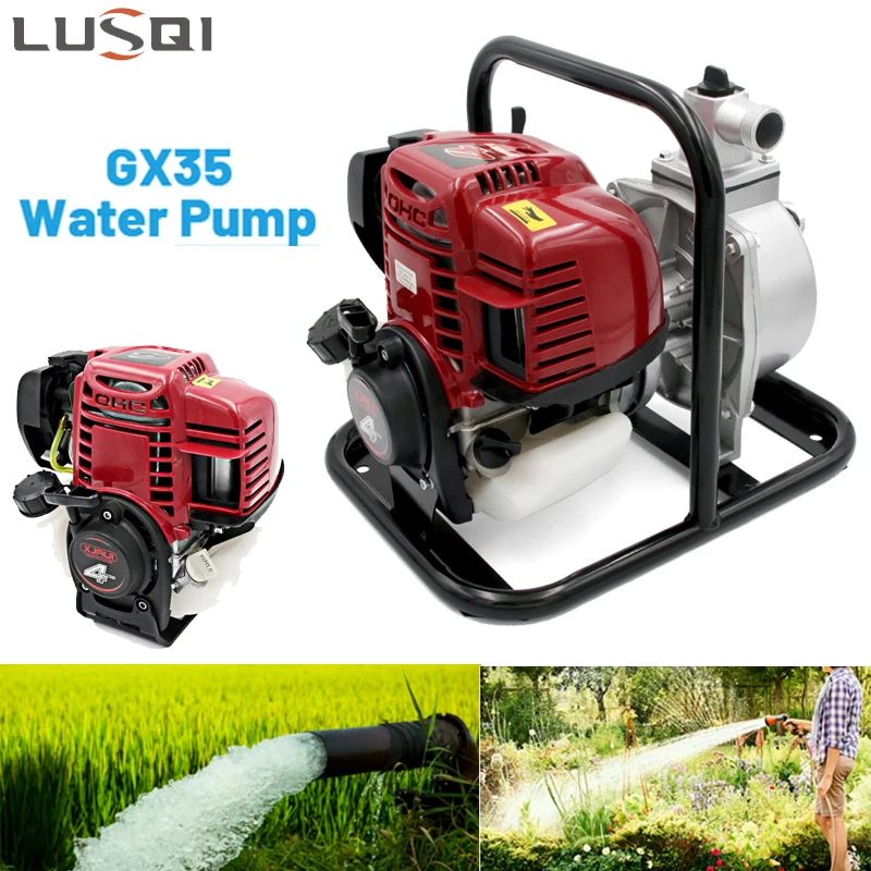 

LUSQI GX35 Water Pump High Pressure Small 4 Stroke Gasoline Engine Water Pump Fit Garden Grass Watering Farmland Irrigation