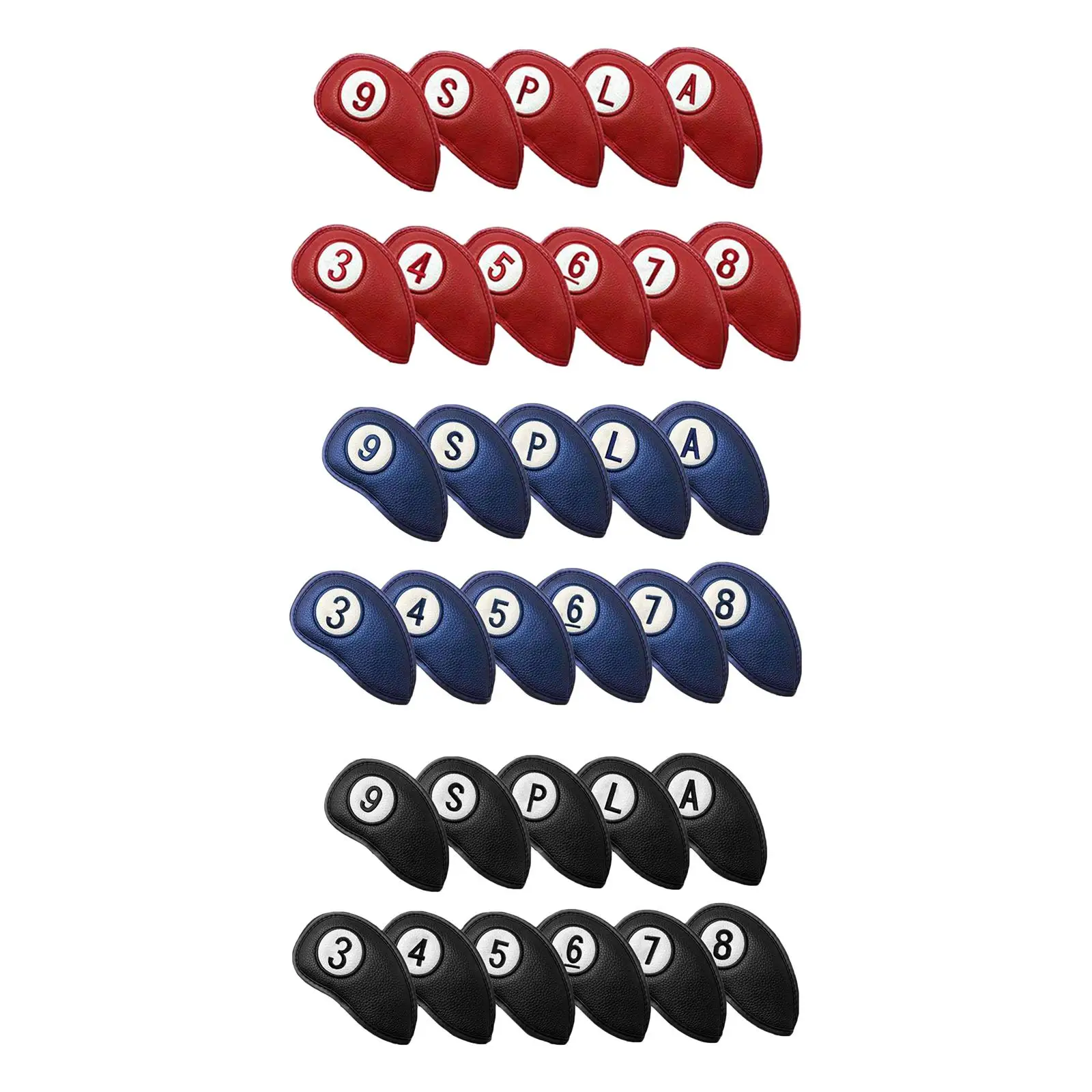 

11 Pieces Golf Club Head Cover Golf Putter Head Covers w/ Number Tag Print 3-9 /L/A for Fairway Wood Driver Hybrids
