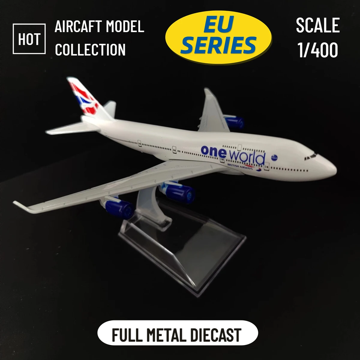 

Копия металлического самолета в масштабе 1:400, 15 см, британская модель авиакомпании One World Airlines, модель самолета «Боинг», литый под давлением, ...