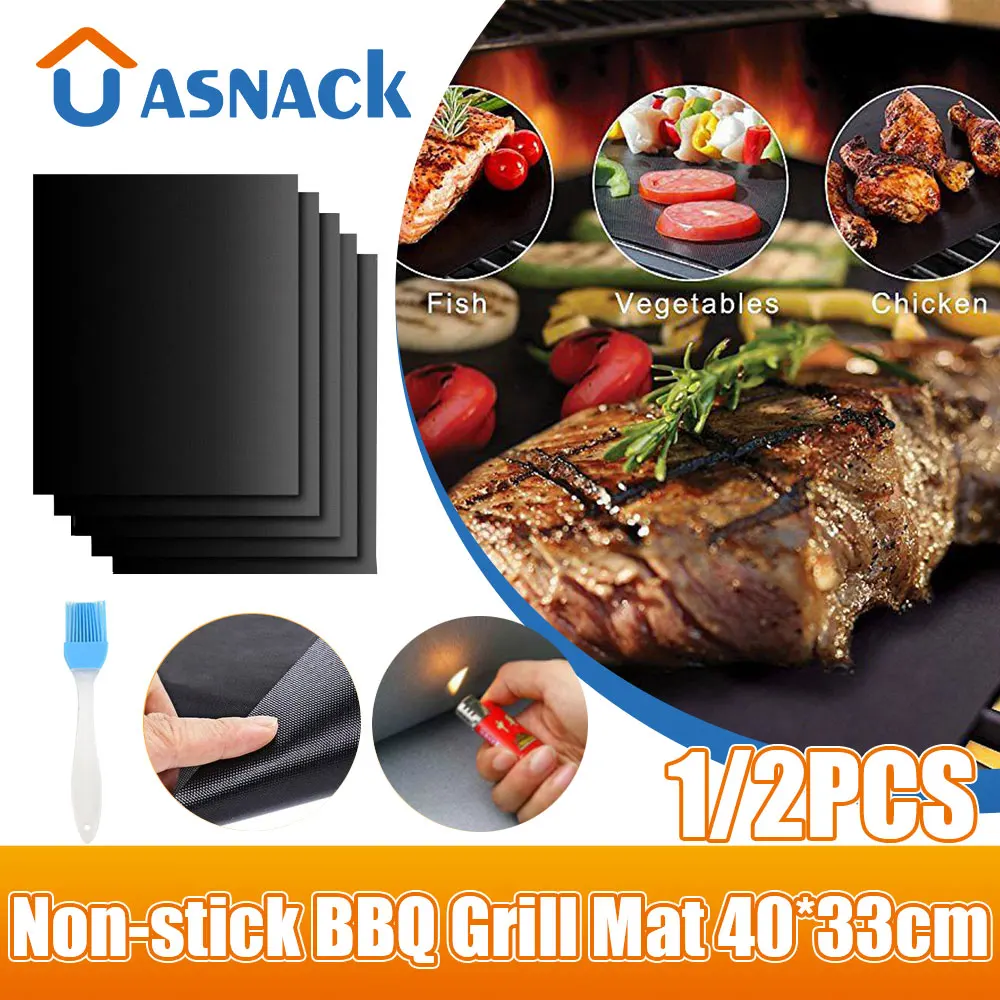 

Non-stick BBQ Grill Mat 40*33cm Baking Mat BBQ Tool Cooking Grilling Sheet Heat Resistance Easily Cleaned Kitchen Tools Reusable
