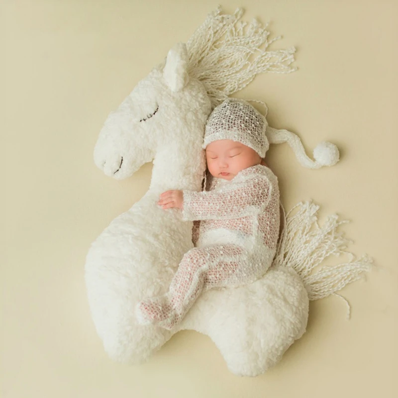 

Newborn Photography Posing Pony Props Baby Photoshoot Cute Horse Doll Animal Toy Infants Photo Shooting Accessories