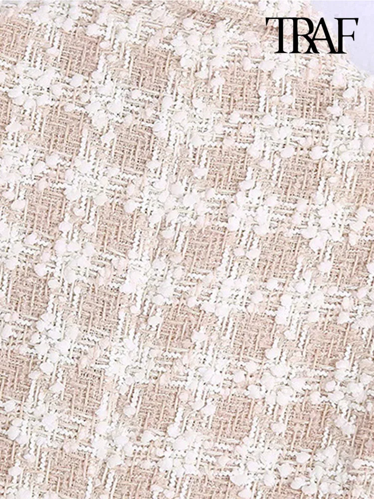 Пиджак женский твидовый двубортный с длинным рукавом и карманами | Женская