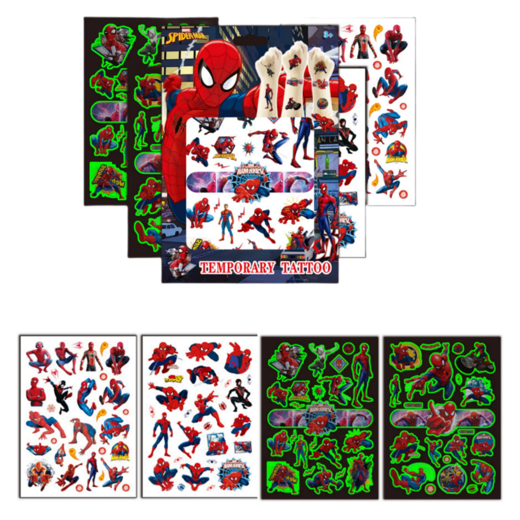 

4Pcs/set Disney Luminous Spiderman Tattoo Stickers Waterproof Stitch Frozen Sticker Birthday Party Supplies Decoration Kids Gift