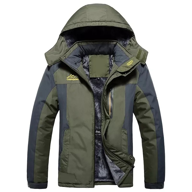 

Warm Coat Men Fleece Thick Outwear Overcoat Male Outdoor Mountain Skiing 6XL Men's Fishing Jackets 2022 Winter Waterproof