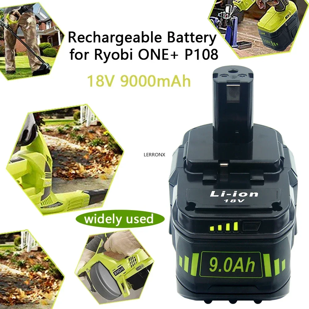Литий-ионная аккумуляторная батарея 18 В 9000 мАч для Ryobi ONE + P108 P109 P106 P105 P104 P103 RB18L50
