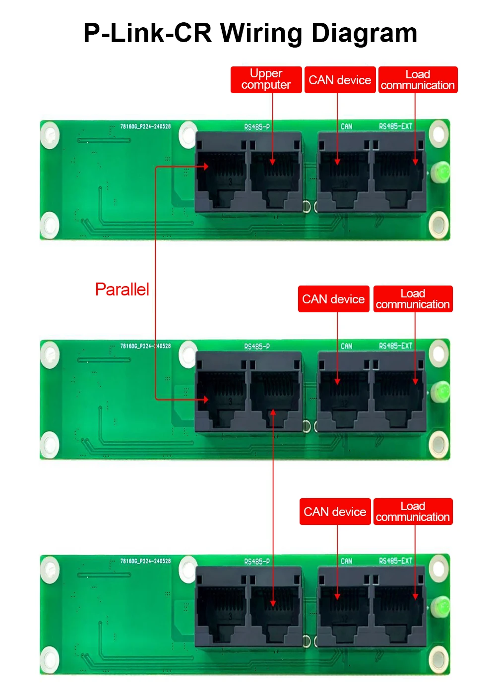 Фото Плата коммуникационного интерфейса JKBMS P-Link-CR-V2.0 для Smart BMS: интерфейс расширения для параллельного использования плат защиты аккумуляторов №2