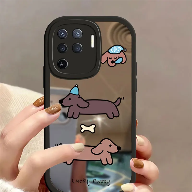 Soft Case For OPPO Realme Narzo 50i 50A Prime 50 20 Pro 30A GT Neo 2 X2 K3 K5 X XT Silicone Mirror Makeup Cute Dog Cover