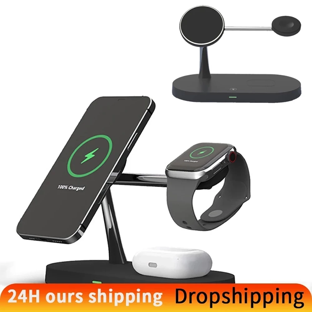 

15W Magnetic 4in1 Wireless Charger for iPhone 13 12 ProMax For Airpods iwatch Fast Charging Dock Station For Apple Watch 6 5 4 3