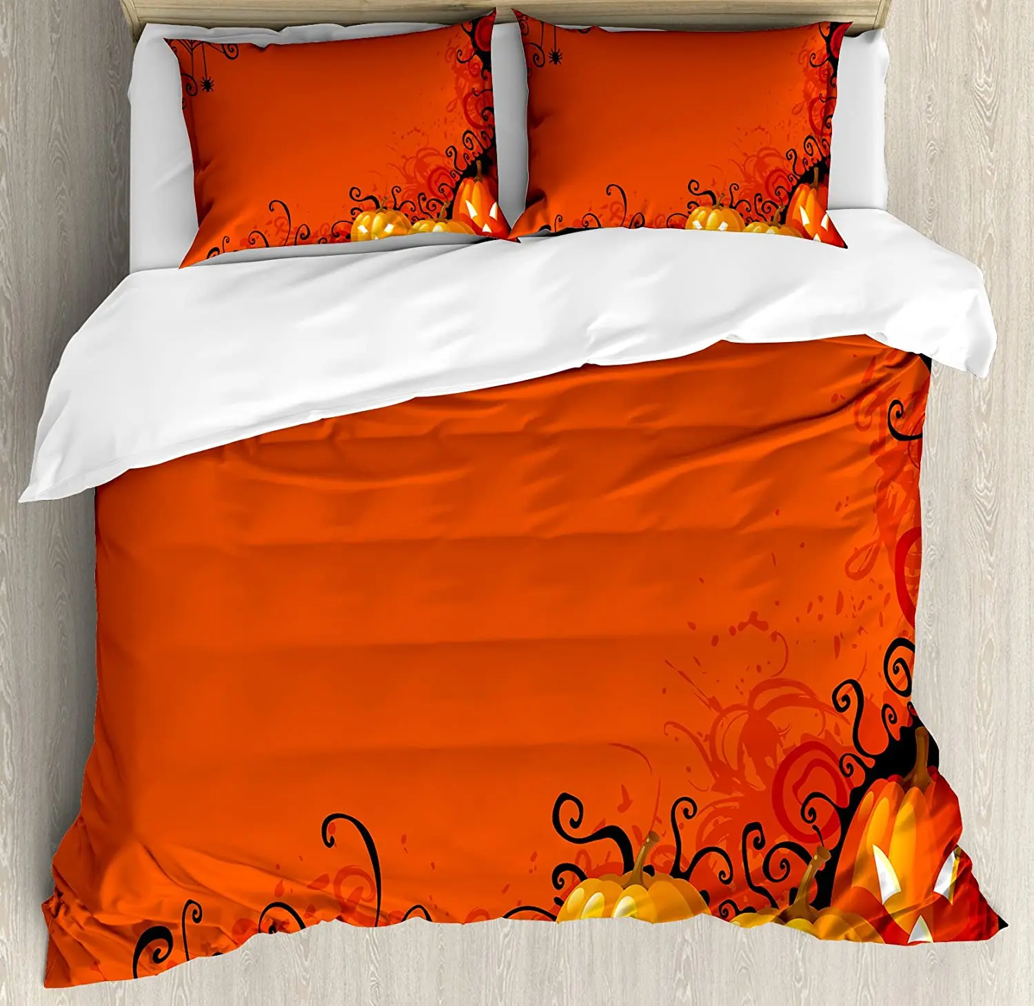 

Комплект постельного белья с паутиной спайдера для спальни, кровати, дома, три тыквы на Хэллоуин, абстрактная черная паутина, пододеяльник, ...