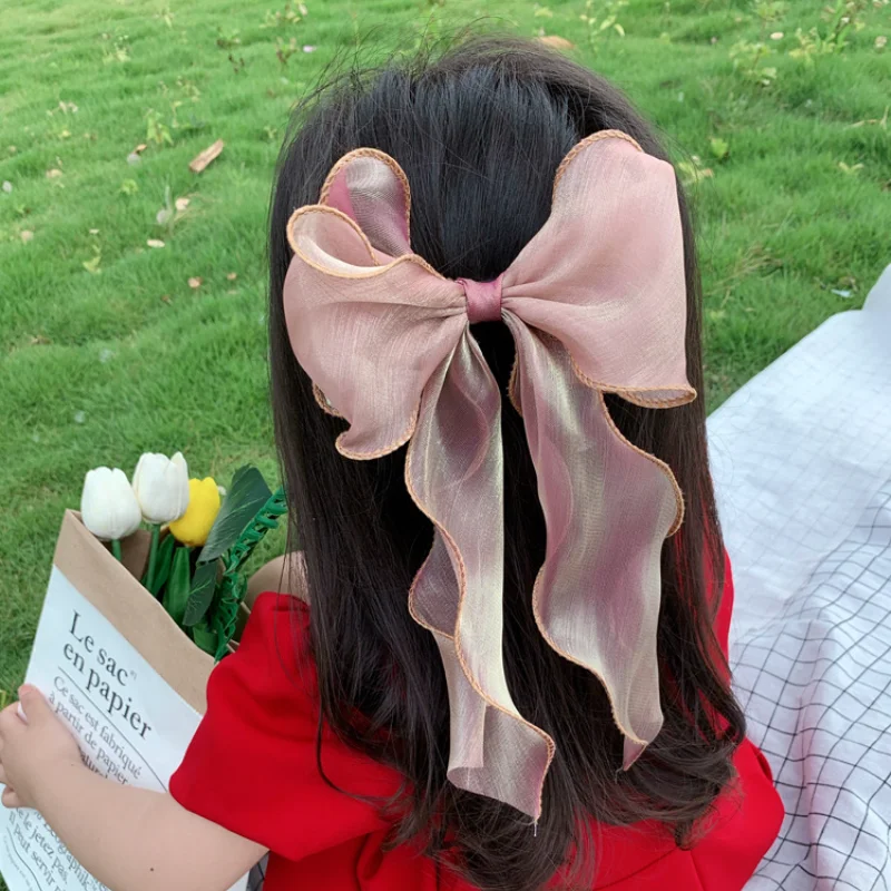 

Big Bow Retro Mermaid Pearl Gauze Card Issuance Cospaly Vintage Lolita Net Red Temperament Maiden Soft Sister Hair Accessories