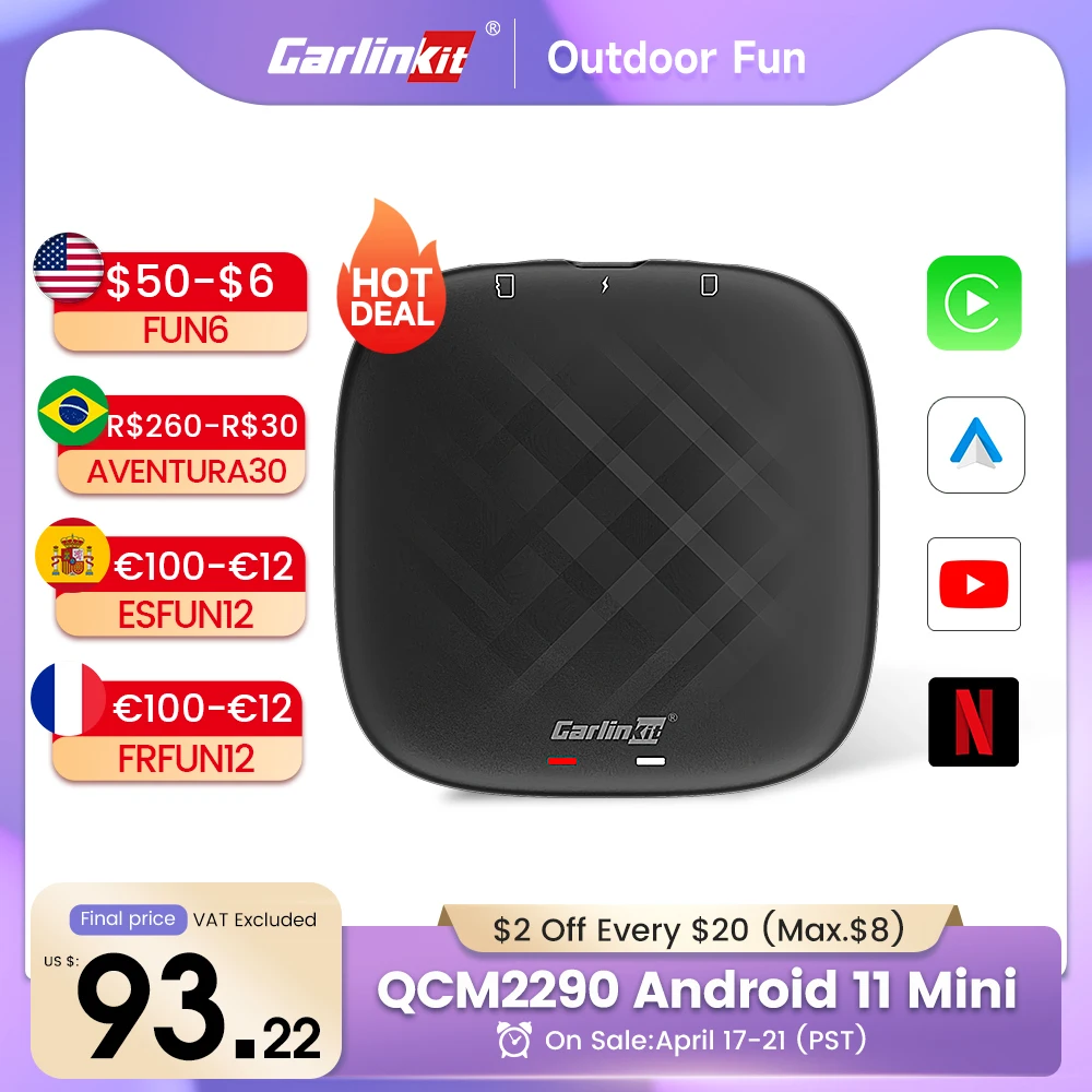 

2023 CarlinKit Mini CarPlay Ai Box Android 11 TV Box Wireless CarPlay Android Auto 4GLTE Wifi Method Play Store Streaming Box
