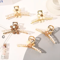 new luxury pearl hairpin woman metal flower hair catch clip large hair clip female hair accessorie for woman girls
