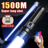 new 30w high power led flashlights 50000000lm tactical torch light powerful camping waterproof rechargeable 18650 flashlight