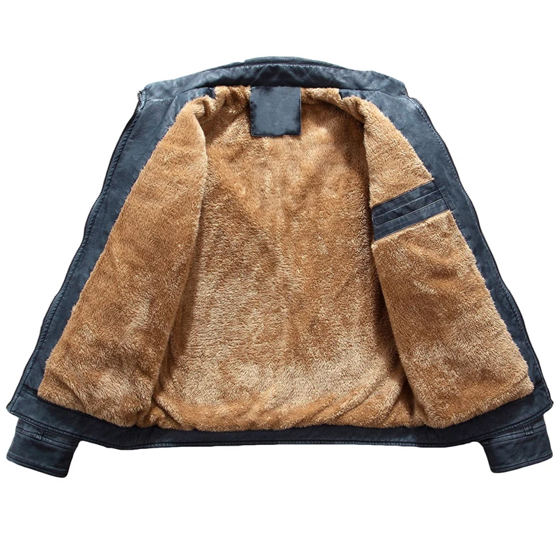 Куртка мужская из искусственной кожи мотоциклетное пальто на молнии с толстой