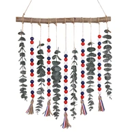 wood bead tassel wall hanging decor 4th of july wood bead garland decorations independence day patriotic red white blue decor