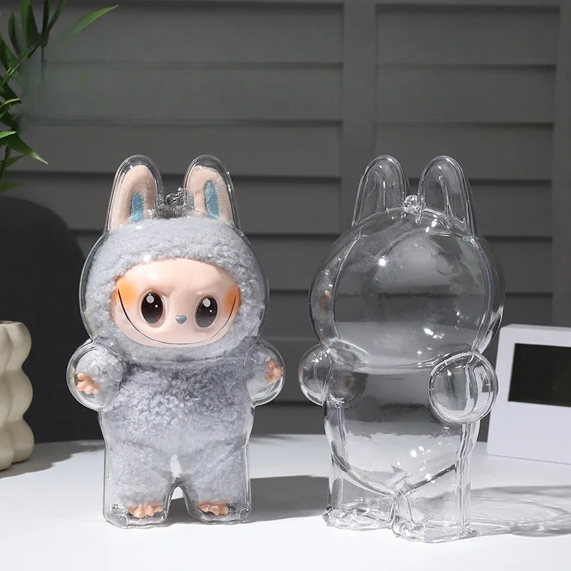 

Labubu прозрачная защитная сумка для хранения плюшевых кукол, сумка-органайзер из ПВХ, пылезащитный чехол, цилиндрический квадратный подарок