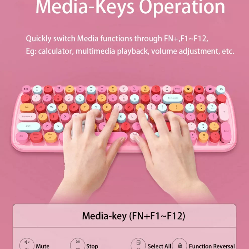 

Comb Wireless Bluetooth Keyboard Mouse Set for iPad Phone Tablet Laptop Pink Colorful Bluetooth Keyboard Comb Mouse Office
